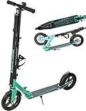 RAVEN Scooter Roller Tretroller Kickscooter für Kinder Erwachsene | klappbar | höhenverstellbar | Tragegurt | Klingel | Flaschenhalter | Luftreifen (Snug Mint, 200mm)