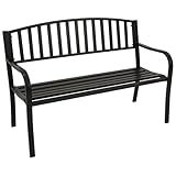 DEGAMO Gartenbank Parkbank Newport 2-sitzer aus Metall schwarz beschichtet, Outdoor