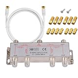 6-Fach TV Radio F-Stecker Adapter Kabel Antennen Verteiler SAT Splitter Metall TV-Verteiler inkl. Adapter + 1.5m Kabel + 6 x F Stecker auf Koax Stecker + 7 x F Buchse auf Koax Kupplung