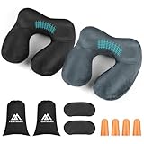 flintronic Nackenkissen Aufblasbar, 2PCS Aufblasbares Kissen, Nackenhörnchen Egornomische Kopfstütze mit Samtweichem Waschbarem Bezug für Nacken, Kinn, Taille, Knie, Kopf Stützen, für Camping, Reisen