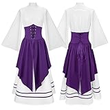 Vhersily 2026 Mittelalterliche Kleidung Damen Viktorianische Renaissance Trompetenärmel Böhmische Kleider Zubehör, Palastgotik Prinzessin Kleid Karneval Halloween Brautkleid Komfort Neujahrsgeschenk