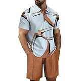 YCBMINGCAN 2-teiliger Trainingsanzug für Herren, kurzes Sommeroutfit für Herren, 2-teiliger Sportanzug für Herren, 2-teilig, Sommerkleidung für Herren, Hemd und Shorts, (Mint Green, XL)