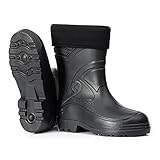 CLIMBR Ultraleichte gefütterte Gummistiefel Herren EVA Thermo 40-49 warme Kurzschaft Winter Arbeitsstiefel mit Futter (Schwarz, 45)