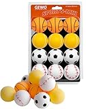 GEWO Sports-Mix Tischtennisbälle - Plastik Tischtennis Bälle 40+ im Sport Design - 12 Bunte, hochwertige Ping Pong Bälle - Verschiedene Designs, 40+ mm Durchmesser