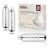 Vaily Sahnekapseln 24er Pack - N2O Kapseln für Sahnespender und Sahnesyphons - Zum einfachen Zubereiten von Sahne, Espumas, Suppen und mehr