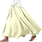 Röcke Damen Sommer Langer Rock Wickelrock Dame Sommerrock Leicht und Luftig Plisseerock Stufenrock Boho Kleid Einfarbig Freizeitrock Faltenrock Frauen Strandrock Hochzeit Cocktail Skirt