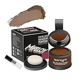 MIFELOY Haaransatz Puder mit Spiegel Schwamm, Braun Unsichtbares Ansatzpuder, Soforteffekt Concealer zur Haarverdichtung für Frauen Männer, Wasserfestes Haar Make-up zum Ansatz kaschieren