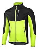 INBIKE Fahrradjacke Laufjacke sportliche softshelljacke warm winddicht wasserdicht MTB Laufen Joggen Bergsteigen Herren Stehkragen mit 2 Taschen Grün&Grau(Grün,XL)