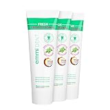 Emmi-dent Ultraschall Zahncreme 'Fresh' – Pfefferminz-Geschmack – Ideal für empfindliche Zähne & Zahnfleisch – Vegan – Ohne Mikroplastik & Nanomaterialien – 3x 75 ml