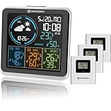 Bresser Wetterstation Funk mit Außensensor Quadro Individio mit 4 unterschiedlichen Messpunkten inklusive 3 Außensensoren für Temperatur und Luftfeuchtigkeit, silber