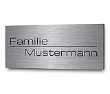 Edelstahl Türschild personalisiert mit Gravur - ab 8x3,5 cm - Riesige Motiv Auswahl - Namensschild mit Namen - Briefkastenschild selbstklebend o. mit Bohrung - Klingelschild Haustürschild Briefkasten