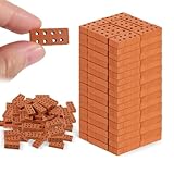 Wjelet 60 Stück Mini Simulation Ziegel & Backsteine-1:16 Miniatur Ziegelsteine Set, Simulation Ziegel für Puppenhaus Zubehör und Wichtel Zubehör DIY, Diorama, Garten Deko mit Mini Brick
