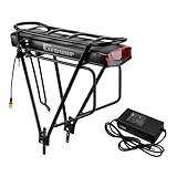 Ebike Akku mit Gepäckträger & Ladegerät, 36V 15Ah Heckgepäckträger Lithium Li-ion Elektrofahrrad Akku für 200W-750W Fahrradmotor, für 26-29 Zoll Fahrräder