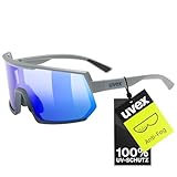 uvex sportstyle 235 - Sportbrille für Damen und Herren - 100% UVA-, B, C Schutz - druckfreier Sitz & perfekter Halt - rhino deep space matt/blue - one size