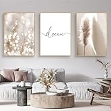 Trayosin 3-teiliges Poster Set,Moderne Boho Pampasgras Bilder Wohnzimmer Deko Schlafzimmer Wandbilder Beige Kunst Bild ohne Rahmen Kunstdruck Leinwandbild (C,40x50cm)