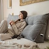 Björn&Schiller Rückenkissen - Lesekissen für Bett und Sofa, Keilkissen, Rückenpolster für die Wand, Sitzkissen, Wandkissen, groß mit waschbarem Bezug (Grau, 200 cm)