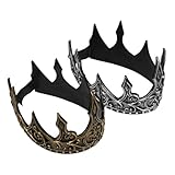ibasenice 2 Stück PU Krone Herren Mittelalterliche Königliche Kopfkrone Gold und Silber Verstellbar für Party Cosplay Deko