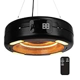 Home It® Hängender Terrassenheizer mit Carbonröhre und LED-Beleuchtung – 1500W, 3 Heizstufen, Fernbedienung, 24h Timer, IP34 Spritzwassergeschützt, Aluminium, 450mm Durchmesser
