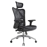 SIHOO Bürostuhl, Ergonomischer Stuhl mit dynamischer Lendenwirbelstütze, Chefsessel mit 3D-verstellbaren Armlehnen und hautfreundlicher Mesh-Rückenlehne (Classic Black).