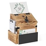 Optyuwah Vorschlagsbox Holz, Namensschild Briefkasten mit Zeitungsfach, Abschließbare Briefkästen, Postkasten Braun, Wahlurne, Vorschlagsbox,Kummerkasten Spendenbox