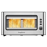 LONGDEEM Langschlitztoaster, hochwertiger Edelstahl Toaster mit großen Röstkammern und 1000 W Leistung, Edelstahl-gebürstet, Einzigartiges Anzeige-Design, Auftauen und Erwärmen