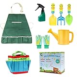 Gartenwerkzeug Set, 9 Stück Mit Gießkanne Schaufel Rechen Schürze,Kindergarten-Set für Jungen Mädchen,Gartentasche,6-teiliges Outdoor-Spielzeug (9Pcs)