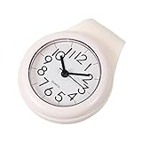 LOORGVEL wasserdichte Badezimmeruhr mit Saugnapf Geräuschloses Sweep quarzwerk Große Ablesbare Zahlen Einfache Wand Glasmontage Langlebig und Praktisch für Bad und Büro