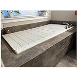 Faltbar Badewannenabdeckung Dämmplatte Badewannenbretter, Staubdicht Badewanne Regal Badedeckel Badabdeckung Isolierplatte Für Zuhause, Spa Erlebnis(75x127x0.6cm)