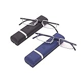 KoKoBin 2 stueck Lesebrille mit Ultraleichtem TR90 Rahmen Lesehilfe Halbbrille aus Metallrahmen mit Halbrahmen Sehehilfe mit Brillenetui für Damen und Herren +1.5
