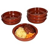 MamboCat Cazuela mit Griff 6er Set Schalen Bernd 300ml Auflaufform rund 16cm aus Ton glasiert Größe M I Ton hitzebeständig für Auflauf Tiramisu Fingerfood I Unikat Handarbeit Vintage I Mittelalter