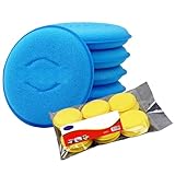 HSTWODE 12 Stück Rundes Auto-Polierpads, für Autowäsche, Polieren, Saugfähig, kratzfreies Reinigungstool für Autos, Motorräder, Boote (Blau, Ausführung mit gefalteter Kante)