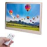 Wakects Digitaler Bilderrahmen 12 Zoll LED 1280 x 800 HD Digitaler Fotorahmen mit Fernbedienung, Unterstützung für Foto/Video/Musik/Kalender/Wecker, Metall, für