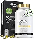 Bio Schwarzkümmelöl Kapseln kaltgepresst & naturbelassen - 180 vegane Flüssigkapseln - 1000mg ägyptisches pro Tagesdosis - davon 50% Linolsäure - Hochdosiert - Nigella sativa