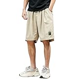 UnoSheng Herren Sportshorts Gestreifte Jogginghose Sommer Trainingshose Mit Taschen Elastischer Bund Atmungsaktive Shorts Shorts Herren Schwarz Sommer (Khaki, XXXXL)