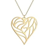 SDFXCDR Herren Halsketten Geometrisches Herz Charm Anhänger Halskette Herz Verbinder Hohles Herz Anhänger Schmuckherstellung Zubehör Dankeschön Lehrer Geschenke