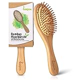 lampox - Bambus Haarbürste Holz mit Naturpins, Pins aus Bambus, Entwirrbürste, Detangler, antistatisch, Anti-Frizz, Lockenbürste, Holzbürste, Haarbürsten