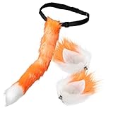 Homoyoyo Fuchs Ohren Haarreif und Verstellbarer Kunstpelz Fuchsschwanz Flexible Cosplay Tieraccessoires für Karneval Halloween und Kostümparty Teiliges Orange Weißes Katzenohren und