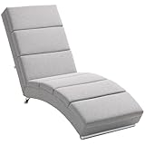 HOMCOM Relaxliege Liegesessel Loungesessel Gepolstert Polstersessel Chaiselongue mit Leinenoptik, Stahlbeine Relaxsessel für Wohnzimmer Hellgrau