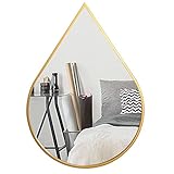 irbaniland Wandspiegel Fenster Dekorative Spiegel Bogenspiegel Bauernhaus für Wohnzimmer Schlafzimmer Eingang Badezimmerspiegel Wassertropfen Form Wandspiegel Gold