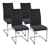 ALBATROS Freischwinger Stuhl Lugano 4er Set, Grau - Esszimmerstuhl Schwingstuhl mit Modernem Design, Stoff-Bezug, Dicke Polsterung - Küchenstuhl, Polster-Stuhl Esszimmer, Esstisch Stuhl