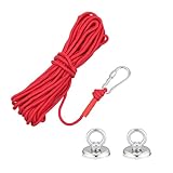 HSUYUN 2 Stück-Set Magnet Fischen, 36 mm Magnetfischen Magnet mit Ring, Magnete mit Öse 46kg Tragkraft, Magnethaken mit Karabiner - für Garage, Küche, Schiffsreisen