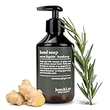 Jean & Len Handseife Rosemary & Ginger, reinigt beanspruchte Hände, für die tägliche Anwendung, Flüssigseife im nachfüllbaren Pumpspender, ohne Parabene, Silikone & Mikroplastik, 250 ml