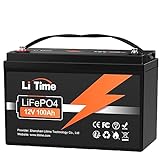 LiTime 12V 100Ah LiFePO4 Batterie, 1280Wh Lithium Akku mit 100A BMS und Max. 15000 Zyklen, Unterstützung in Serie/Parallelschaltung, Perfekter Ersatz für Blei-Säure für Wohnmobile, Solaranlage, Boote