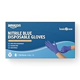 Amazon Basic Care Blaue Nitril Einmal-Handschuhe, Puder frei, Größe M, 100 Handschuhe (Früher Marke Hevea)