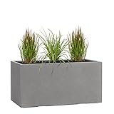 Pflanzwerk® Pflanzkübel TUB Grau 30x60x30cm XXL – Rechteckig – Großer Fiberglas Blumenkübel für außen und innen - Frostbeständig - UV-Schutz - Markenqualität