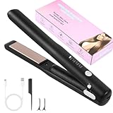 Alaoo Glätteisen Kabellos, 2 in 1 Haarglätter und Lockenwickler, 4. Gang Haarglätter mit einstellbarer Temperatur, Tragbarer Reise-Haarglätter, Für alle Haartypen geeignet(Schwarz)