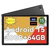 Whitedeer Android Tablet 10 Zoll - Android 15 Octa Core Gaming Tablet mit 20GB+64GB+1TB TF, Tablet PC mit OTG-Übertragung und Wi-Fi 6G, Widevine L1,5000mAh - Schwarz