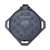 RTTZBOZ Gullideckel und Rahmen aus Gusseisen, Robuster Runder Schachtdeckel mit Sockel, Kanaldeckel im Außenbereich für Einfahrten, Beton, Höfe, Parkplätze(80cm/31in)