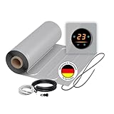 Elektrische Fußbodenheizung: Zweiader-Heizmatte mit Aluminiumfolie WARMON ALU 150 W/m² mit WiFi-Thermostat OKE-25 Touch und Glass-Abdeckrahmen, Thermostat:OKE25 Garda Grau, Mattengröße:15 m²