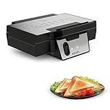 Krups FDK453 Sandwichmaker | Dreieckform | Antihaftbeschichtung | tiefe 25x12 cm XL-Platten | vertikale Verstaufunktion | Kabelaufbewahrung | wärmeisolierter Griff | Edelstahl/Schwarz